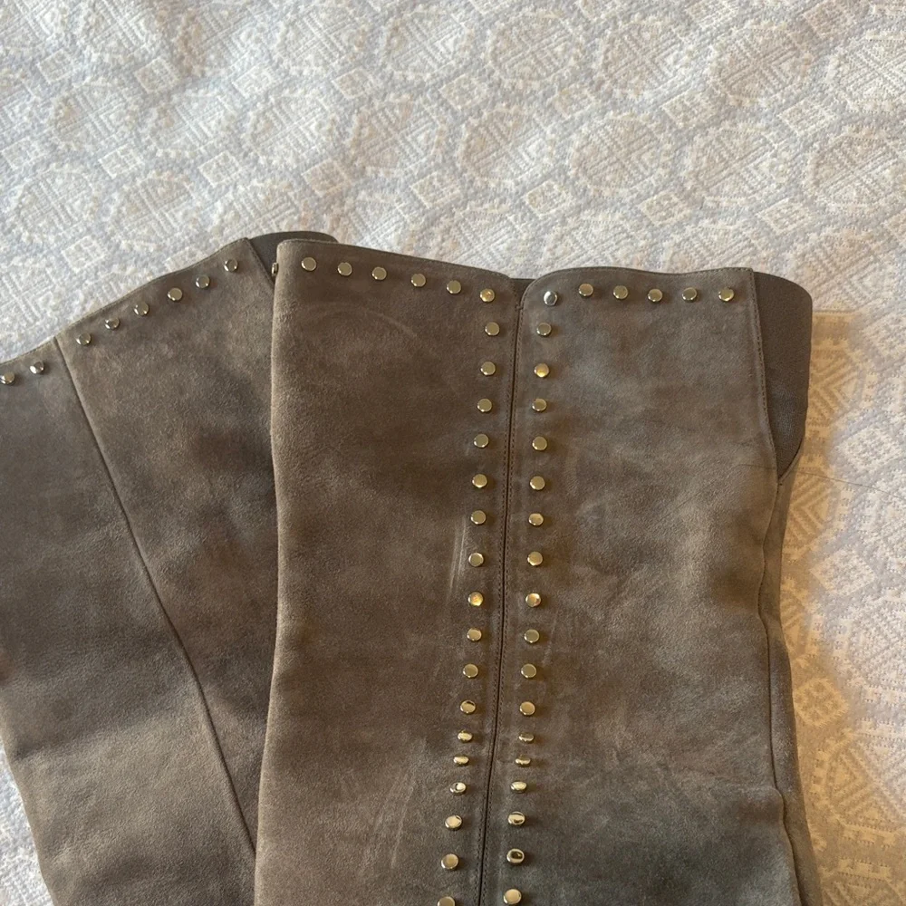 Jimmy Choo Studded Over the Knee Boots in Gray